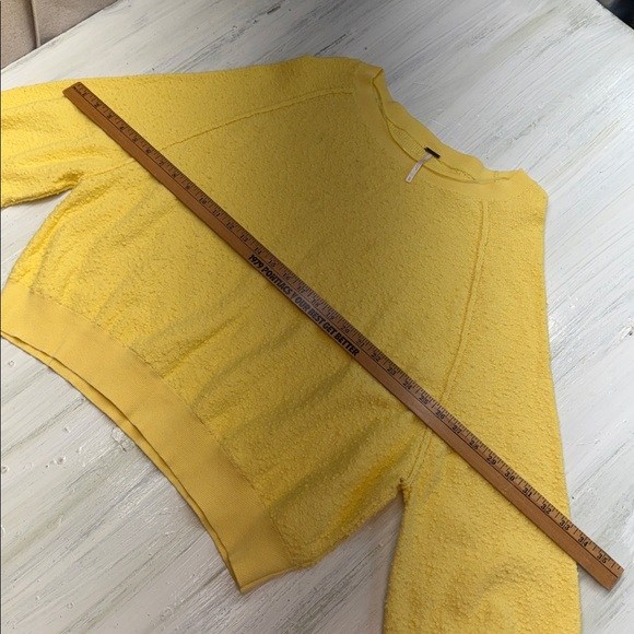 Free People Found My Friend Pullover Sunshine Yellow Crewneck Sweatshirt Sz M - Picture 6 of 12